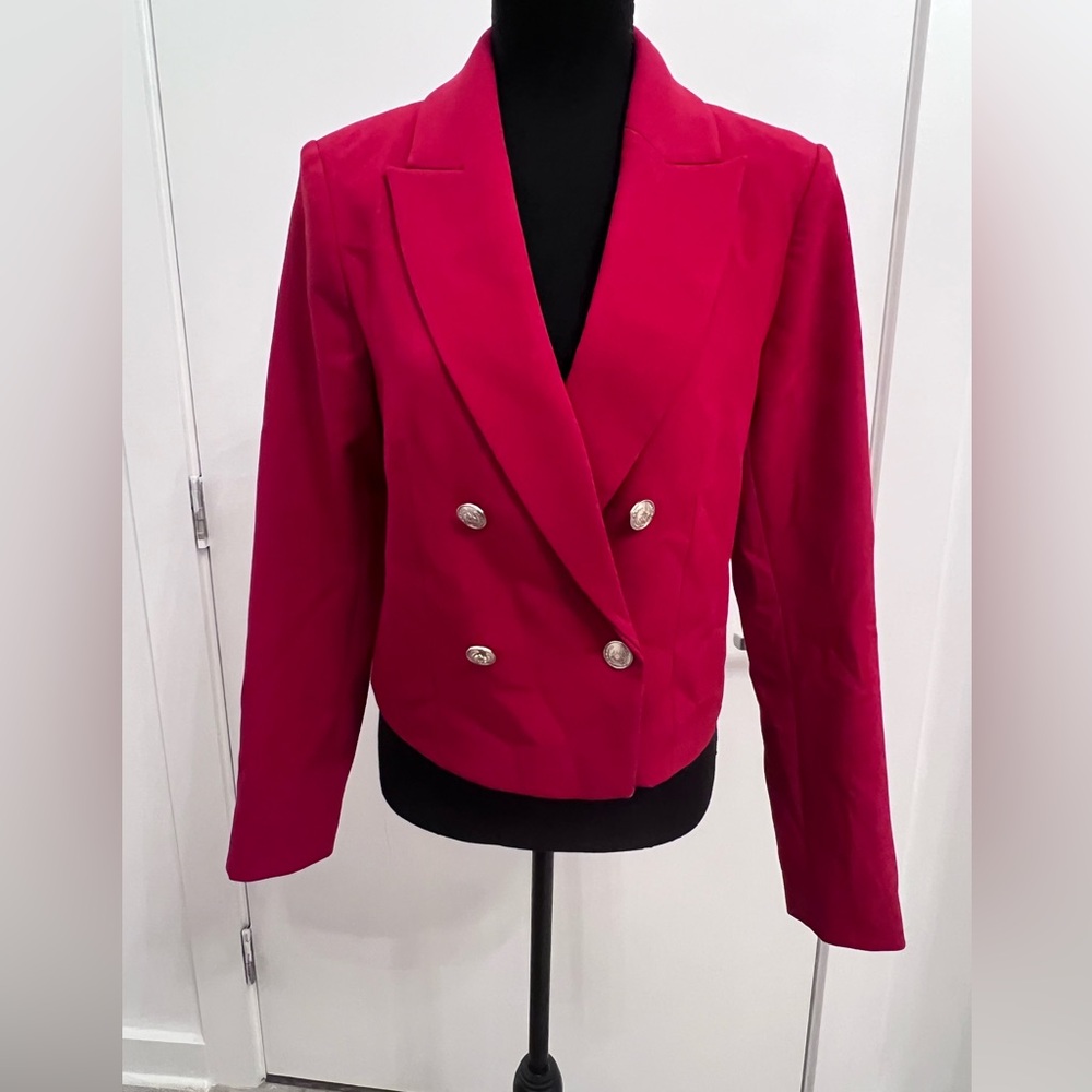 White House Black Market Fuchsia Double-Breasted Blazer
